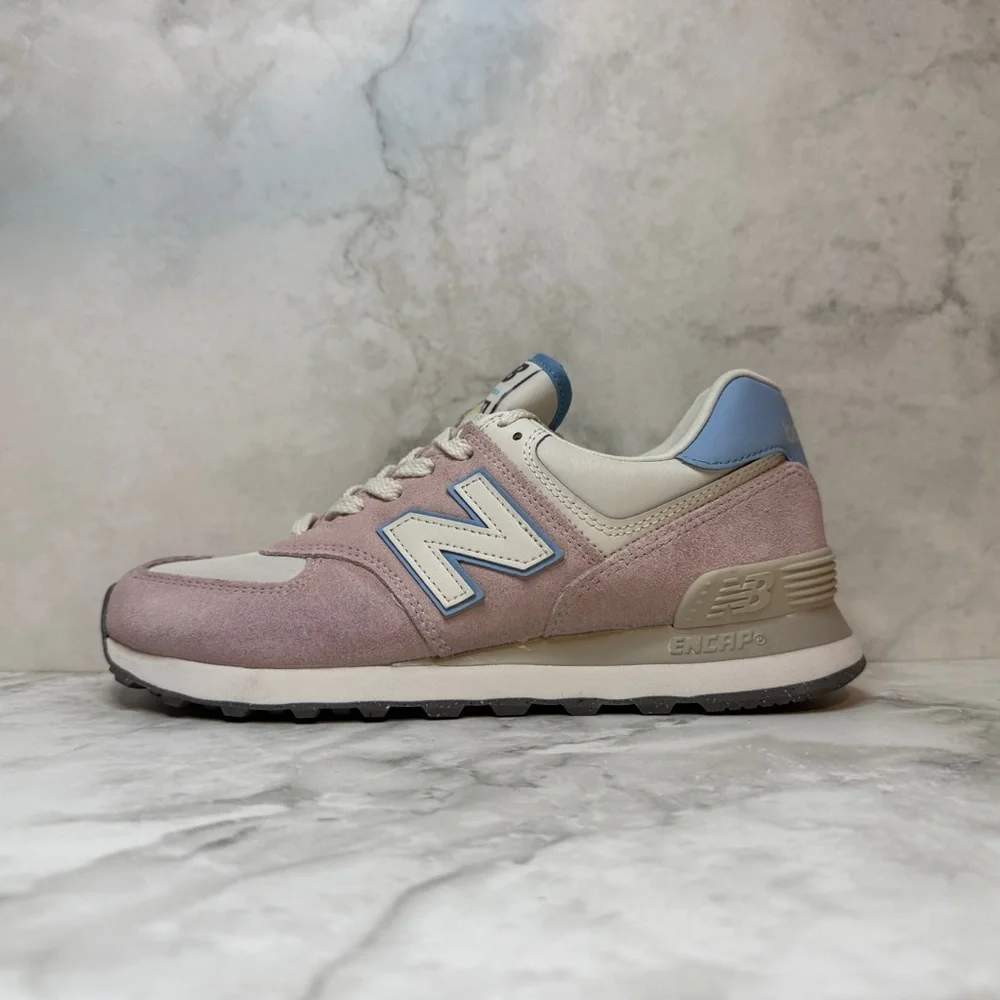 LNWOB | New Balance | 574 Sneakers | Pink Suede & White | Size 8.5 - Picture 5 of 16